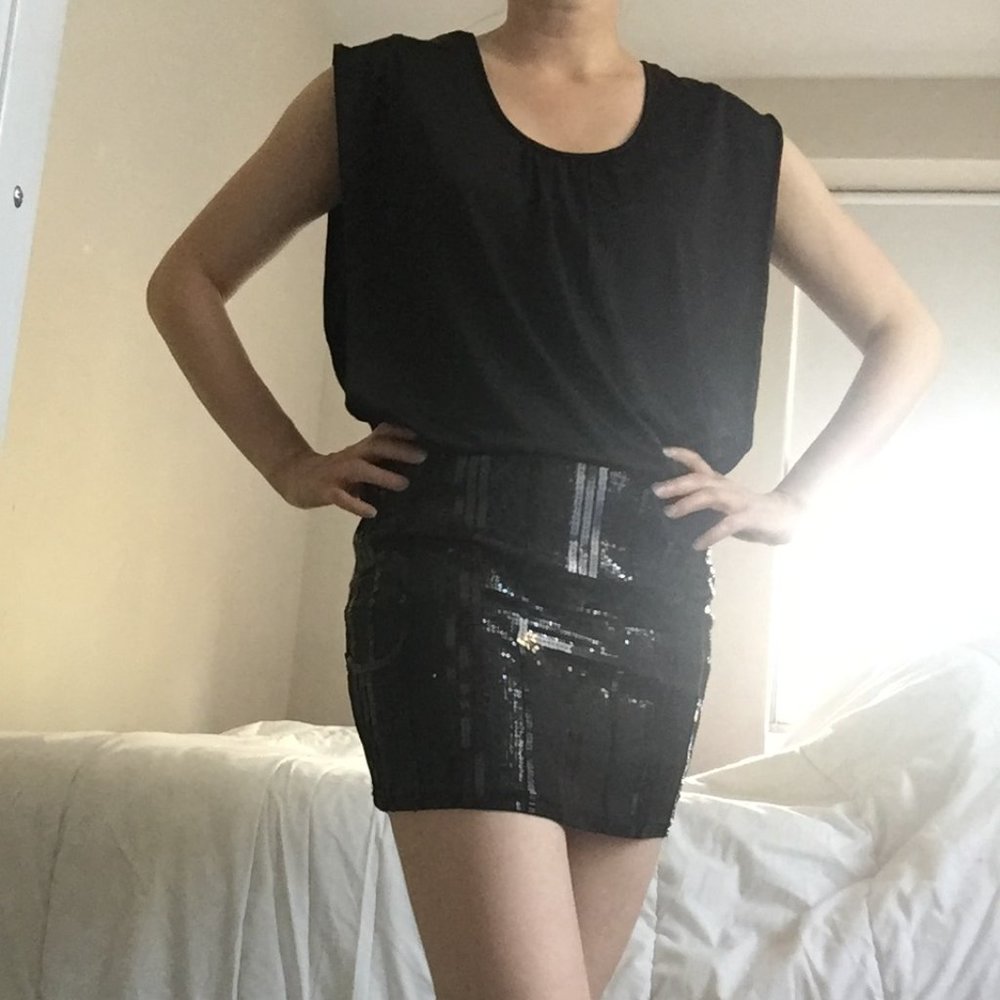 La Cité  Black Sequin Dress